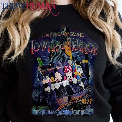 Tower Of Terror Shirt, Disney Board, The Twilight Zone, Tower Of Terror, Twilight Zone, Retro Shirts, Grateful Dead, Friends Shirt, Mickey And Friends