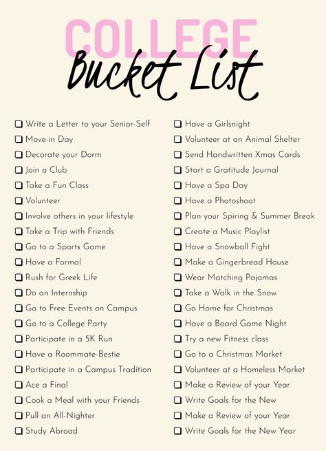 Things To Do In College Bucket Lists, University To Do List, Back To School Bucket List, Bucket List Goals, College Bucket List Crazy, Aesthetic List Ideas, 2024 Bucket List Ideas, University Bucket List, Bucket List College