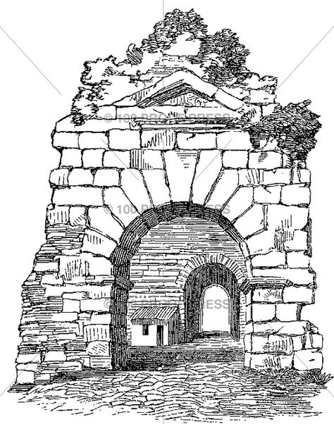 5468 Stone Arches – 100 Proof Press Arch Tattoo, Pueblo Style House, Stone Arches, Wood Burning Patterns Stencil, Stone Road, Interior Architecture Drawing, Building Drawing, Model Reference, Stone Arch