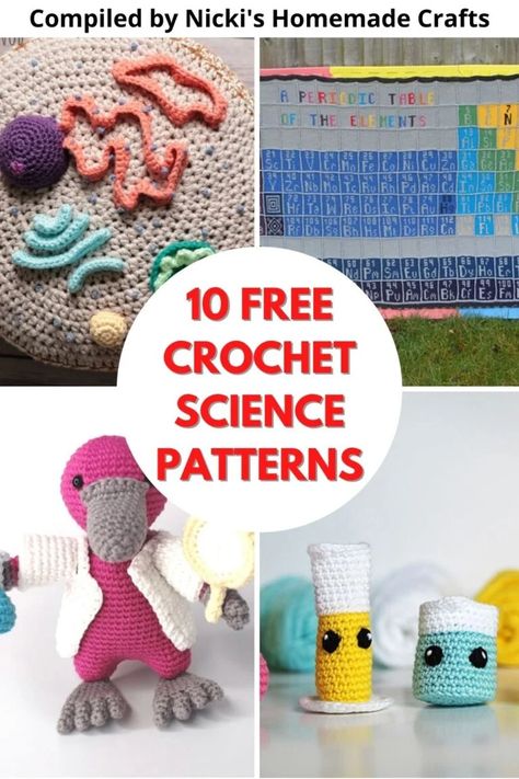 This is a compilation of 10 free crochet science patterns. Make these fun patterns as educational toys or just to enjoy yourself. Crochet Science, Science Crochet, Crochet Teacher Gifts, Doll Free Crochet Pattern, Crochet Project Free, Crochet Classes, Cozy Crochet Patterns, Science Geek, Easy Crochet Projects