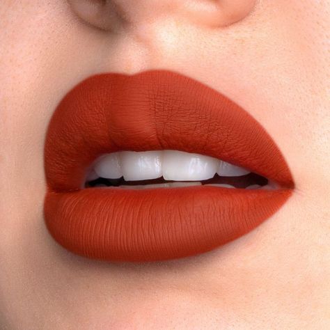 LONG-WEARING | NON-DRYING | DOE FOOT APPLICATOR Shade: Belladonna Be bold with a showstopping pout! This lightweight satin-matte lip color features a deluxe hydrating formula and provides extreme color payoff in one saturated swipe. Burnt Orange Lipstick, Popsicle Lips, Red Orange Lipstick, Makeup Engagement, Pastel Lips, Storybook Cosmetics, Best Matte Lipstick, Metallic Liquid Lipstick, Matte Lipstick Shades