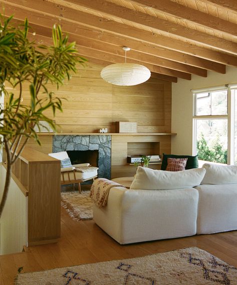 Wood Wall Paneling, I Am A Dreamer, Los Angeles Homes, Stone Fireplace, Retro Home, Mid Century House, Interior Inspo, House Inspo, House Inspiration