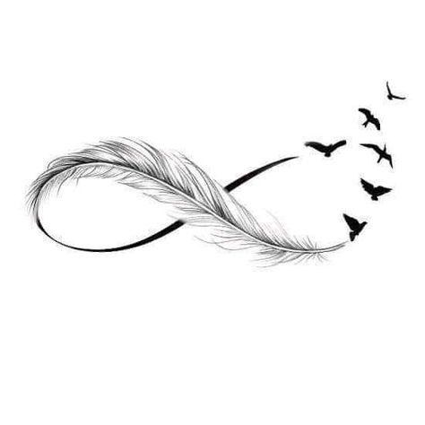 Shared Tattoos, Infinity Feather, Feathers Tattoo, Infinity Tattoo With Feather, Sl Logo, Infinity Symbol Tattoo, Infinity Tattoo Designs, Feather Tattoo Design, Print Journal