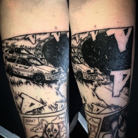 Initial D Tattoo, D Tattoos, Tattoo Initials, 86 Anime, Hawaii Tattoos, Tattoo Anime, D Tattoo, Vine Tattoos, Healing Tattoo