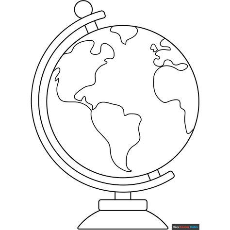 Free Easy Globe Coloring Page for Kids Social Studies Coloring Pages, Geography Coloring Pages, Brazil Activities, Globe Coloring Page, Globe Outline, Globe Picture, Globe Drawing, Globe Image, Paper Globe