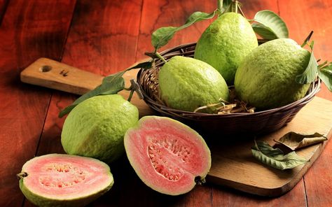 Guava Aesthetic, Red Guava, Guava Fruit, Guavas, Pink Guava, Tree Seeds, Eat Fruit, Bulb Flowers, Farm Gardens