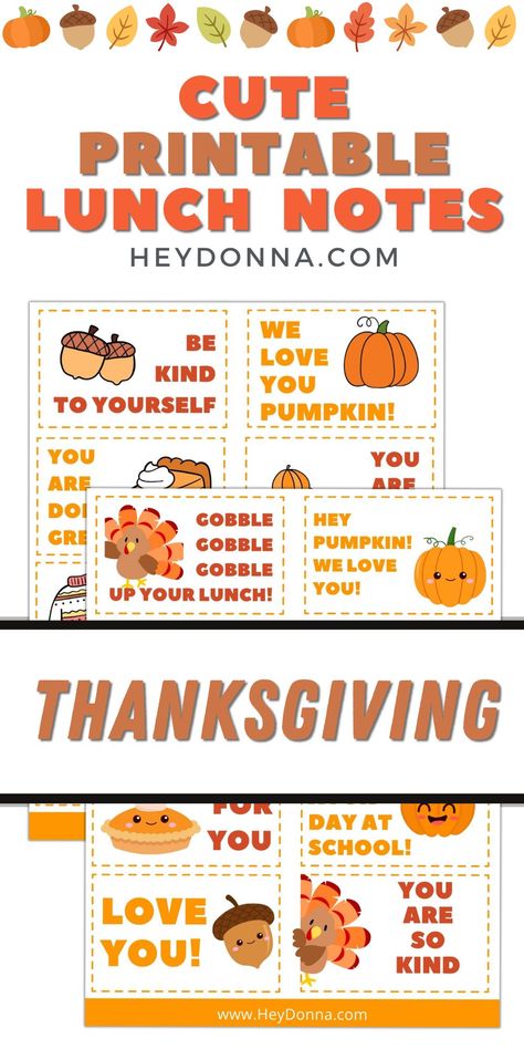 Thanksgiving-themed notes Thanksgiving Lunch Box Notes, Thanksgiving Notes, Free Printable Lunch Box Notes, Thanksgiving For Kids, Halloween Lunch Box Notes, Lunch Box Notes For Kids, Working Mom Gifts, Thanksgiving Note, Kids Lunch Box Notes