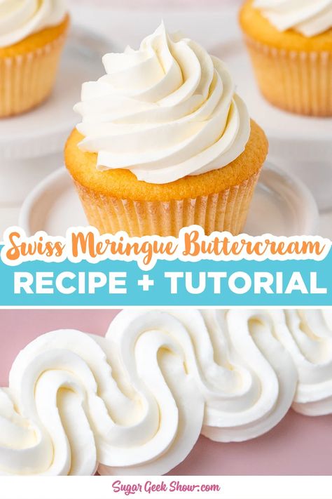 Extremely light, creamy, and not too sweet, Swiss meringue buttercream is the perfect frosting. If you're making Swiss for the first time or have tried and failed before, this recipe breaks down all of the techniques in easy detail and goes over all of the challenges and troubleshooting for making the best buttercream. If sweet frosting like traditional American buttercream is too sweet for you, you will love this recipe. #smbc #frosting #buttercream Sugargeekshow Buttercream, Smbc Frosting, Bread Pit, Swiss Meringue Buttercream Recipe, Fluffy Buttercream, Buttercream Recipes, Meringue Icing, Frosting Buttercream, Chocolate Swiss Meringue Buttercream