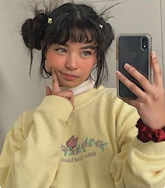 Indie Haircuts, Indie Haircut, Space Buns Hair, Two Buns Hairstyle, Short Hair Accessories, Cute Buns, Silver Hair Clip, Short Hair Bun, Space Buns