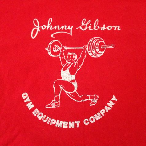 Johnny Gibson Gym Equipment 1980s Vintage Gym Logo, Old School Gym Aesthetic, Vintage Gym Shirt, Vintage Gym Aesthetic, Gym Graphic Design, Gym Merch, Record Logo, 80s Sport, Vintage Gym