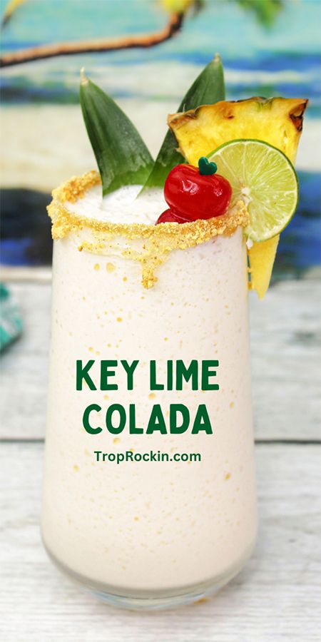 Key Lime Colada, Paper Mache Moon, Giant Paper Mache, Tropical Drink Recipes, Lime Drinks, Creamy Cocktails, Frozen Drink, Tropical Drinks, Cocktail Drinks Alcoholic