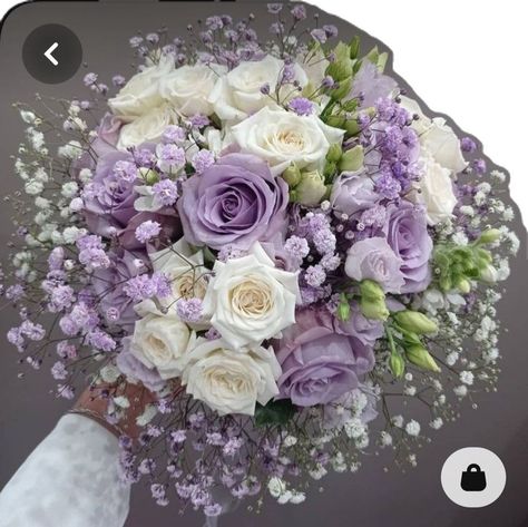 Bride Bouquets Lilac, Rapunzel Wedding Flowers, Lilac Bride Bouquet, Lilac Wedding Aesthetic, Wedding Lilac Theme, Lilac Nikkah, Rapunzel Bouquet, Veronica Park, Lilac Bridal Bouquet