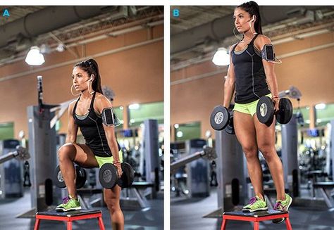 Dumbbell step-ups Inner Leg Workout, Step Ups, Bad Knees, Leg Exercises, Knee Exercises, Leg Press, Knee Injury, Lower Body Workout, Knee Pain