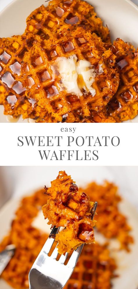 Gluten Free Sweet Potato Waffles, Sweet Potato Chaffle, Baked Sweet Potato Breakfast, Sweet Potato Hashbrown Recipes, Sweet Potato Ideas Healthy, Healthy Meals With Sweet Potato, Gluten Free Dairy Free Vegetarian Meals, Sweet Potatoes Breakfast Recipes, Gluten Free Recipes For Dinner Healthy Easy