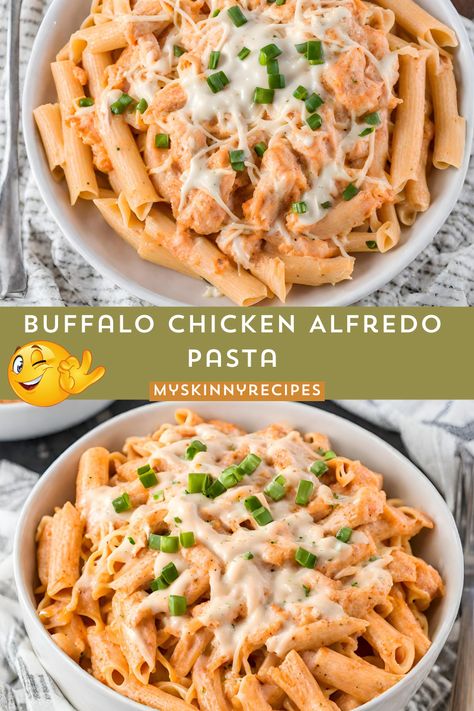 Remaining Dive into the perfect marriage of spicy buffalo chicken and creamy Alfredo sauce with our Buffalo Chicken Alfredo Pasta recipe! 🍝🔥 This flavorful dish combines tender fettuccine with seasoned chicken and a kick of heat for a satisfying meal. Find this mouthwatering recipe and more on our Pinterest board! #Buffalo Chicken Alfredo Pasta #myskinnyrecipes Buffalo Chicken Alfredo Penne, Buffalo Chicken Alfredo Pasta, Buffalo Chicken Alfredo, Buffalo Pasta, Chicken Fettucine, Chicken Penne Pasta, Broccoli Pasta Bake, Creamy Alfredo Sauce, Crockpot Pasta