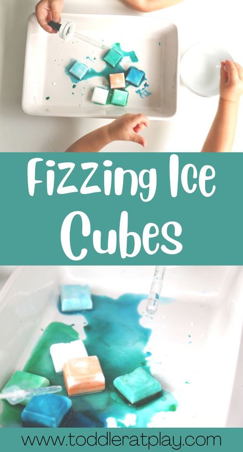 Easy and fun science experiment for kids that will keep them busy! // preschool activity // homeschool activity // science experiments // kids activities #scienceexperiments #kidsactivities Science For Two Year Olds, Fizzing Ice Cubes Experiment, Science For Three Year Olds, Ice Melting Experiment For Kids, Science Experiment With Alka Seltzer, Cocoon Art, Solid To Liquid Experiment Kids, Toddler Science Experiments, Homeschooling Activities