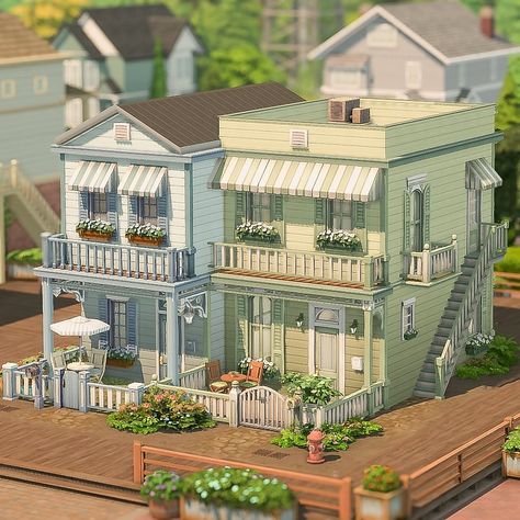 Pastel Townhouses 🎨 | noCC 🛠️Packs used: Base game #basegame 🏷️: @ea @thesims #sccregram #thesims #sims #eacreatornetwork… | Instagram House Design Cute, Sims 4 Bgc House, Twin Room Sims 4, Cute Base Game Sims, Cute Sims 4 Houses Base Game, Sims 2 Building Ideas, Sims 4 Base Game Family House, Sims House Ideas Base Game, Sims Houses Base Game