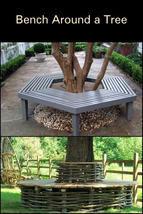 You can learn how to build a bench around a tree by following the step-by-step instructions here. It's a walk in the park. Table Around Tree, Bench Around Tree, Bench Around A Tree, Tree Seating, Building A Bench, Bench Around Trees, Park Bench Design, Build A Bench, Acreage Living