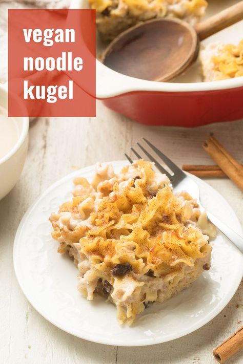 Vegan Kugel, Vegan Kugel Recipe, Sweet Noodle Kugel, Noodle Kugel Recipe, Creamy Casserole, Vegan Pies Recipes, Jewish Holiday Recipes, Vegan Cheese Recipes, Hanukkah Food