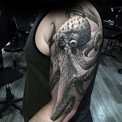 Tattoos can make our bodies look more appealing. So these are the reasons why men love them so much. Just to help you out, we’ve put together the best tattoo ideas for men. Octopus Tattoos For Men Shoulder, Octopus Forearm Tattoo, Forearm Octopus Tattoo, Octopus On Arm Tattoo, Men’s Octopus Tattoo, Places To Get Tattoos, Brush Tattoo, Octopus Tattoo Design, Octopus Tattoos