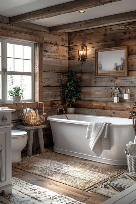 15 Gorgeous Shiplap Bathroom Styles to Impress Your Guests 29 Rustic Farmhouse Bathroom, Shiplap Bathroom, Cabin Bathrooms, Rustic Bathroom Designs, Casa Country, Bathroom Farmhouse Style, Country Bathroom, Modern Farmhouse Bathroom, Stunning Bathrooms