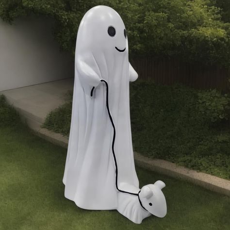 PRICES MAY VARY. Halloween Ghost Dog Walking Decoration: The Ghost Walking Dog Statue features an adorable ghost dog, meticulously handcrafted with attention to detail. Its blend of cuteness and spookiness makes it a delightful addition to any Halloween-themed decor, perfect for rustic, farmhouse, or cottage-style spaces, bookshelves, and displays. High-Quality Materials: Available in four sizes, this ghost dog statue is made from durable resin, ensuring it is both sturdy and resistant to wear. Halloween Lawn Decorations Outdoor, Halloween Garage Decorations Inside, Cute Halloween Decorations Outdoor, Ghost Decorations For Halloween, Halloween Decor Inspiration, Ghost Walking Dog, Front Yard Halloween Decorations, Garden Corridor, Halloween Lawn Decorations