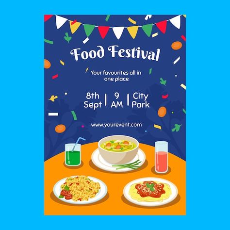 Food Fair Poster, Poster Food Festival, Food Festival Poster Design Ideas, Festival Drawing Ideas, Food Festival Design, Food Festivals Event, Food Campaign, Food Festival Poster, Event Poster Design Inspiration