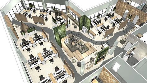 Interior Design Open Space, Open Office Layout, Office Layout Plan, Social Housing Architecture, Open Office Design, Steelcase Office, Office Space Planning, Coworking Space Design, Office Floor Plan