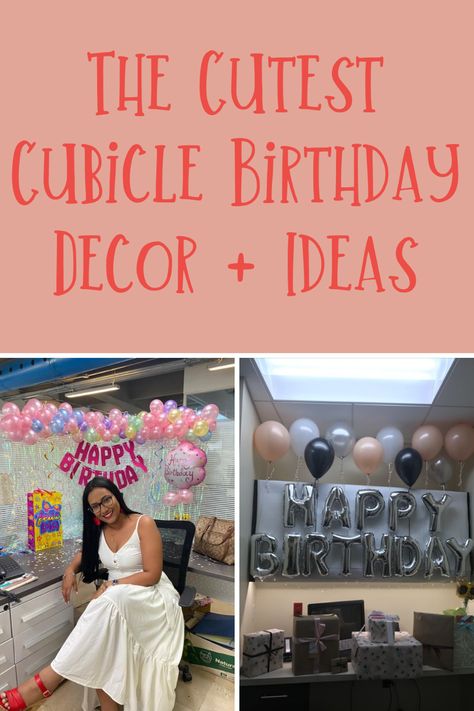 Birthday Decorations For Coworkers Desk, Birthday Office Desk Decorations, Small Cubicle Birthday Decorations, Desk Party Decoration Ideas, Birthday Decorations For Men At Office, Birthday Decor For Work Desk, Birthday Decor Office Desks, Decorate Office For Birthday Ideas, Cubicle Party Decor Ideas