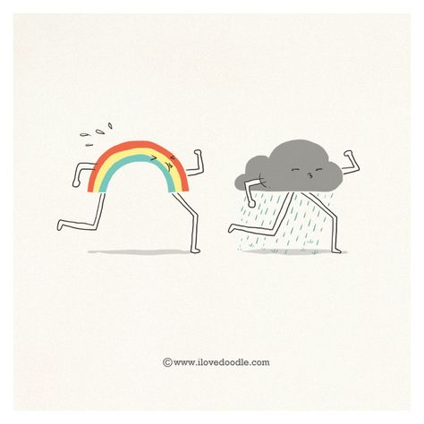 Rainbow after the rain Happy Drawings, Rainbow After The Rain, Logo Elements, Love Doodles, Cute Puns, After The Rain, Funny Illustration, Funny Doodles, Happy Drawing