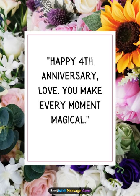 Happy 4th anniversary to the man who stole my heart and continues to make every day brighter! 🎉💕 Here's to countless more years of love, joy, and growing old together. #AnniversaryBliss #LoveStory #BestBoyfriendEver 💑 4th Anniversary Quotes For Boyfriend, To The Best Boyfriend, Love Anniversary Wishes, Anniversary Wishes For Boyfriend, Anniversary Quotes For Boyfriend, 4 Year Wedding Anniversary, 1 Anniversary, Wishes For Boyfriend, Anniversary Wishes For Husband