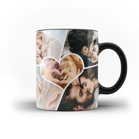 Personalised Collage Photo Mug Custom Text Anniversary Couple Gift - Personalised Mug - Pink (Inner and Handler) Mug Starbucks Cup Tumblers, Birthday Mug Design, Mug Custom Design, Cups Ideas, Personalized Photo Mugs, Photo Cup, Drukarka 3d, Anniversary Couple, Photo On Mug