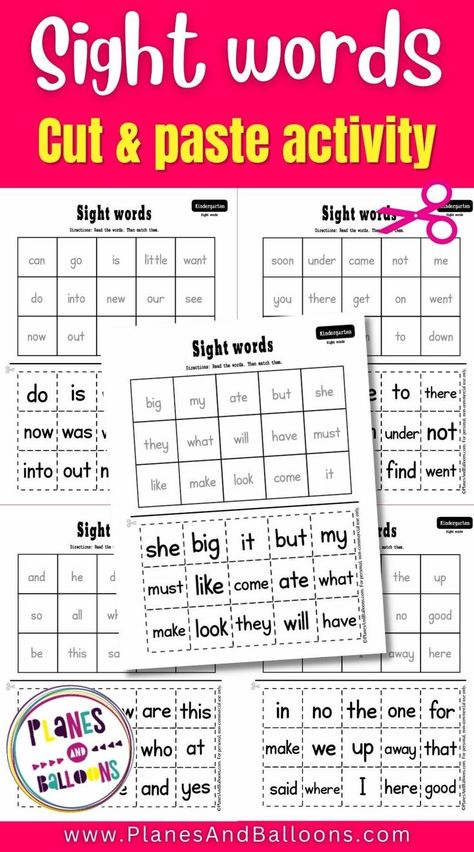 Kindergarten Printables Free, Words Worksheets For Kindergarten, Sight Words Kindergarten Printables, Sight Words Activities, Sight Words Worksheets, Free Kindergarten Printables, Words Activities, Basic Sight Words, Kindergarten Morning Work