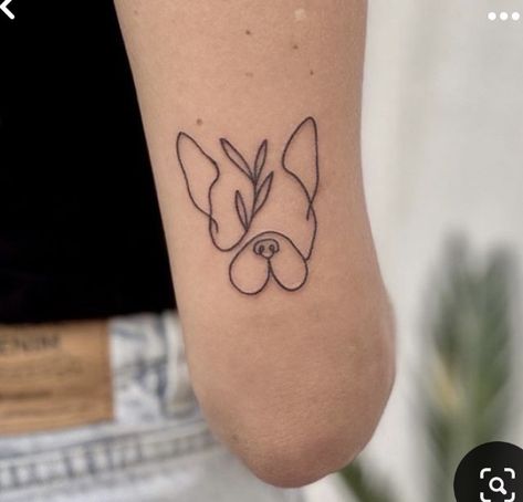 Dog Tattoo Ideas Frenchie, Frenchie Dog Tattoo, Best Dog Tattoos, Boston Terrier Tattoo Ideas, Frenchie Outline Tattoo, Frenchie Tattoo Ideas, Goldendoodle Tattoo, Dog Tattoo Ideas For Women, Bulldog Tattoo Ideas