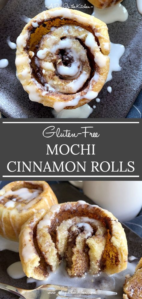 Brown Rice Flour Cinnamon Rolls, Mochi Rice Flour Recipes, Mochi Flour Recipes Baking, Mochi Cinnamon Rolls, Mochi Rice Recipes, Mochiko Sweet Rice Flour Recipes, Mochi Cookies Recipe, Cake With Rice Flour, Mochi Banana Bread Recipe