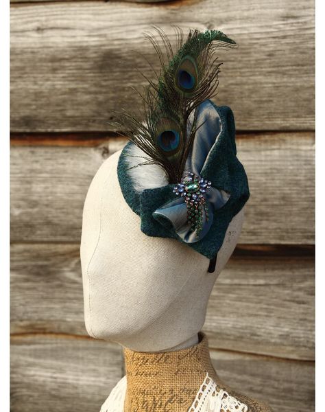 Harris Tweed Teal & Peacock Feather Fascinator Comfortable Headbands, Hats And Fascinators, Feather Fascinators, Harris Tweed, Neck Wrap, Peacock Feather, Hat Making, Vintage Brooches, Fascinator