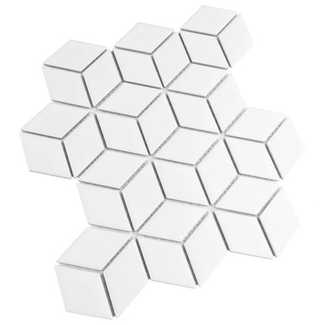 EliteTile Metro Rhombus 2" x 3" Porcelain Grid Mosaic Wall & Floor Tile & Reviews | Wayfair Affinity Tile, Fireplace Facade, Diamond Tile, Porcelain Mosaic Tile, Mosaic Wall Tiles, Mosaic Flooring, Natural Stone Tile, Porcelain Flooring, Porcelain Mosaic