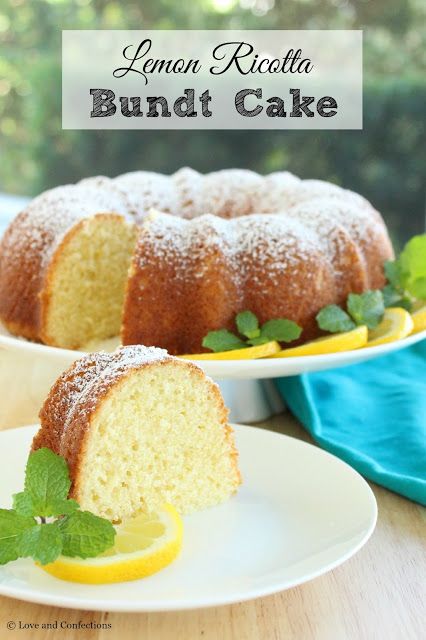 Lemon Ricotta Bundt Cake, Ricotta Bundt Cake, Lemon Ricotta Cake Recipes, Ricotta Cake Recipes, Lemon Ricotta Cake, Lemon Treats, Ricotta Cheesecake, Ricotta Recipes, Lemon Bundt Cake