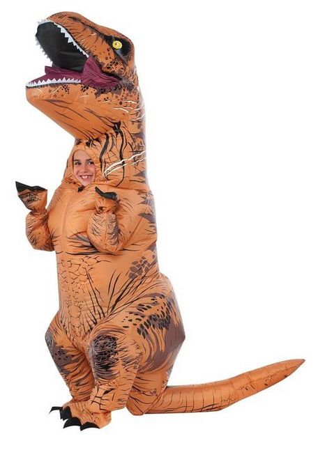 this inflatable dinosaur costume is so funny. Inflatable T Rex Costume, Costume Dinosaure, Jurassic World T Rex, Inflatable Dinosaur Costume, Dinosaur Halloween Costume, T Rex Costume, Dinosaur Halloween, All Dinosaurs, Inflatable Costumes