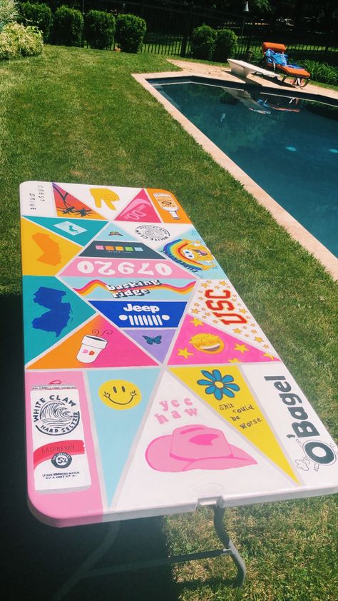 White Claw Pong Table, Homemade Pong Table, Clemson Pong Table, Diy Painted Beer Pong Table, Preppy Beer Pong Table, Preppy Pong Table, Beer Pong Table Inspiration, Country Pong Table Painted, Beer Dye Table Painting