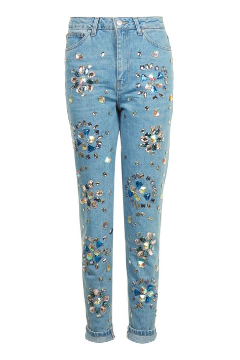 MOTO Floral Gemstone Mom Jeans Moto Mom, Mode Mantel, Diy Jeans, Moto Jeans, Custom Jeans, Style Inspiration Casual, Stage Outfit, High Street Fashion, Topshop Jeans