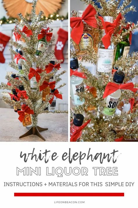 Clever Diy Christmas Gifts, Alcholic Drink Gifts Ideas, Mini Liquor Bottle Gifts, Booze Gifts Christmas, Alcohol Xmas Gift Ideas, Liquor Basket Ideas Christmas, Mini Liquor Bottle Wreath, Shooter Gift Ideas Alcohol, Liquor Bottle Christmas Tree