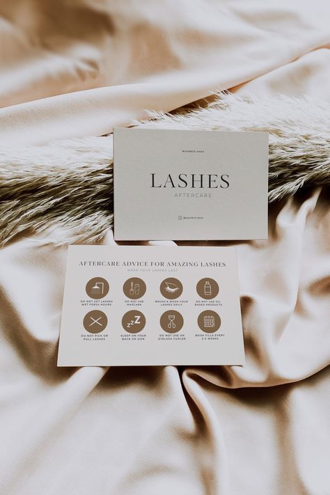 Lash Aftercare Card, Lash Instruction Cards , Brown Aftercare Eyelash Extension, Eyelash After Care,  Lash Card,Client Lash Care Card Eyelash Business Logo, Beauty Business Owner, Lash Extensions Branding, Make Up Studio Ideas Salons Beauty Room, Aftercare Lash Extensions Kit, Boho Lash Room Ideas, Lash Esthetic Beige, Lash Business Cards Ideas, Neutral Lash Room Aesthetic