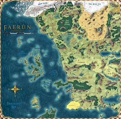 Forgotten Realms: The Sword Coast by stratomunchkin on DeviantArt Rpg World, Dnd World Map, Fantasy World Map, Dungeons And Dragons 5e, Amazing Maps, Forgotten Realms, Dungeon Maps, D D Maps, Fantasy City