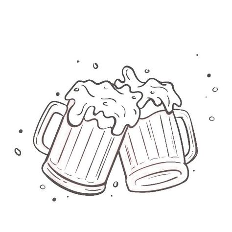 Tiny Beer Bottle Tattoo, Drinking Buddies Tattoo, Pizza And Beer Tattoo, Beer Sketch Drawings, Beer Doodle Art, Beer Drawing Easy, Beer Flash Tattoo, Beer Line Art, Beer Tattoo Design