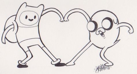 Finn & Jake Finn Adventure Time Drawing, Fin And Jake Drawings, Jake And Finn Drawing, Adventure Time Couple Drawing, Finn And Jake Drawings, Finn And Jake Matching Tattoo, Jake Adventure Time Drawing, Jake The Dog Fanart, Adventure Time Couple