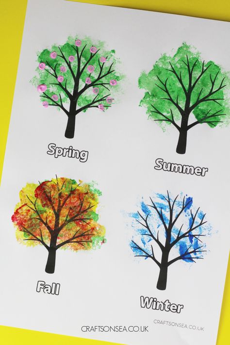 four seasons tree painting activity free template 4 Seasons Tree Painting, Four Seasons Tree Painting, Seasons Tree Painting, Tree Drawing For Kids, Four Seasons Painting, Four Seasons Tree, Four Seasons Art, Free Printable Crafts, Crafts And Activities For Kids