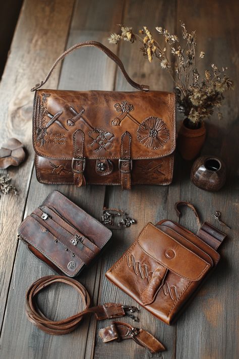 Discover vintage-inspired handmade leather accessories that blend style and craftsmanship. Elevate your wardrobe! #LeatherGoods #VintageStyle Leather Aesthetic, Leather Accessories Handmade, The Alchemist, Leather Tooling, Leather Accessories, Handmade Leather, Leather Handmade, Elevate Your Style, Timeless Elegance