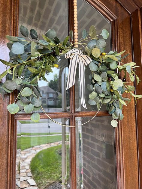 Eucalyptus and Olive Branch Wreath for Fall – Less Than Perfect Life of Bliss Beaded Wreath, Olive Branch Wreath, Wreath For Fall, Branch Wreath, Floral Wire, Wreath Ideas, Olive Branch, Fall Favorites, Perfect Life