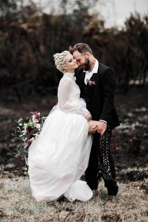 A sultry dark romance bridal inspiration shoot featuring House of Elliot's black lace over the knee bridal boots #bridalboots Wedding Dress Leather Jacket, Victorian Wedding Boots, Lace Wedding Boots, House Of Elliot, Alternative Wedding Shoes, Painted Leather Jacket, Victorian Boots, Bridal Editorial, Bridal Boots